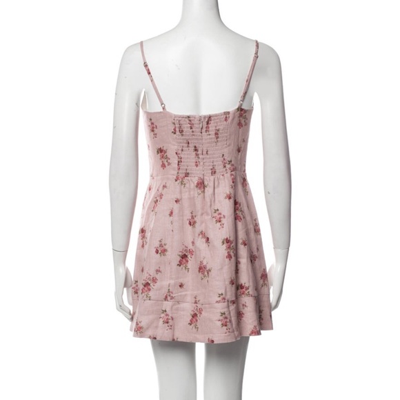 Reformation Holt Mini linen Dress Tea Time Pink Floral - Picture 3 of 3